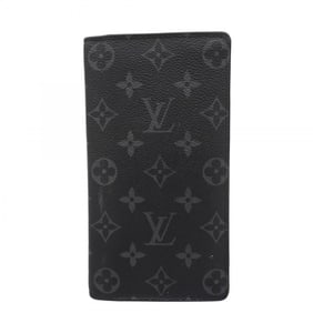 Louis Vuitton Long Wallet Monogram Eclipse Portefeuille Brazza M61697 Black Men's