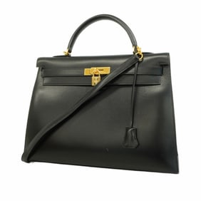 Hermes handbag Kelly 35 box calf black D stamped ladies
