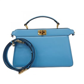 Fendi handbag peekaboo i see you leather blue ladies