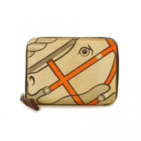 Hermes Wallet Steeple PM Toile H Beige O Stamp Men's Women's