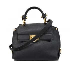 Salvatore Ferragamo Shoulder Bag Gancini Leather Black Women's