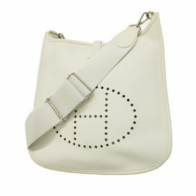 Hermes Shoulder Bag Evelyn 3PM Veau Epsom White ?L Engraved Ladies