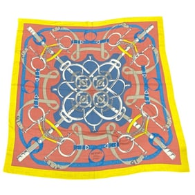 HERMES Hermes Eperon d'or Golden Spur Carre Gean Stole Scarf Fluffy Fabric Large Thick Multicolor