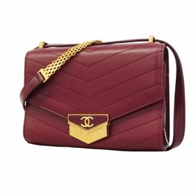 Chanel Shoulder Bag V Stitch Lambskin Bordeaux Women's