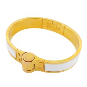 Hermes Bangle Charnier PM GP Plated Cloisonne Gold White Ladies