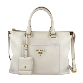 PRADA Shoulder Bag Handbag Leather White Women's z3468