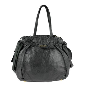 PRADA Shoulder Bag Handbag Leather Black Women's n0990