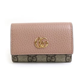 GUCCI Key Case GG Marmont Supreme Canvas Leather Pink x Brown Men's Women's 456118 h30848f