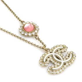 CHANEL Necklace Coco Mark Metal Rhinestone Gold Silver Pink Women's w0915a