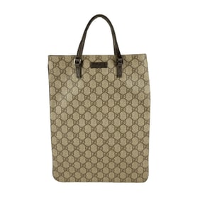 GUCCI Handbag GG Supreme Canvas Leather Beige Brown Men's Women's 117551 z3512