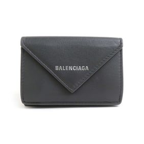 BALENCIAGA Tri-fold Wallet Leather Grey Men's Women's 55875g