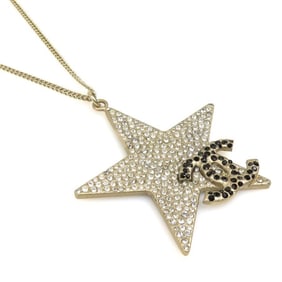 CHANEL Necklace Coco Mark Star Metal Rhinestone Gold Silver Black Women's e59927a