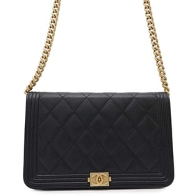 Chanel Chain Wallet Boy Matelasse Coco Mark AP1117 CHANEL Shoulder Bag Black