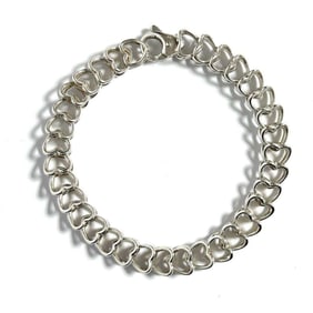 Tiffany Women's Heart Link Bracelet Vintage Silver 925