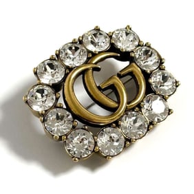 Gucci Women's Metal Double G Brooch Badge with Crystals