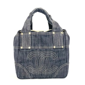 CHANEL A31985 Sparkling Denim CC Coco Mark Bag Tote Handbag Women's Blue