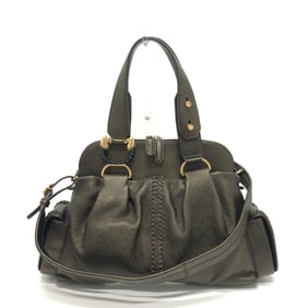 BVLGARI Leoni Bag 2WAY Handbag Shoulder Crossbody Tote Leather Women's Bronze