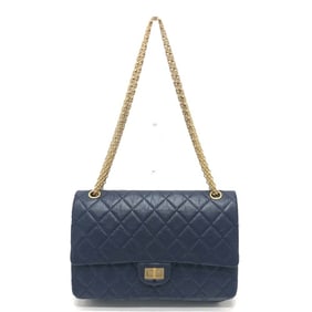 CHANEL Chanel Matelasse Double Flap 2.55 Bag Shoulder Crossbody Leather Women's Navy