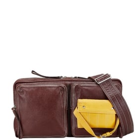 Valentino Rockstud Shoulder Bag Brown Yellow Leather Women's VALENTINO