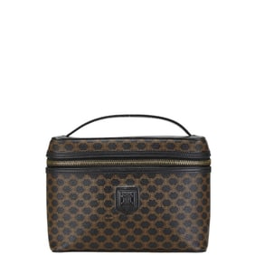 Celine Macadam Vanity Bag Handbag Black Brown PVC Leather Women's CELINE