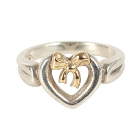 TIFFANY&Co. Tiffany Size: 7 Heart Ribbon Combination Ring Silver 925 AU750 Gold Men's