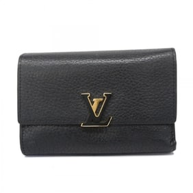 Louis Vuitton Tri-fold Wallet Portefeuille Capucines Compact M62157 Noir Hot Pink Women's