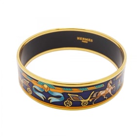 Hermes Bangle, enamel, GM, GP plating, cloisonné, gold, multi-color, for women