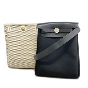 Hermes Shoulder Bag Airbag TPM Toile Officier Black ?H Stamp Ladies