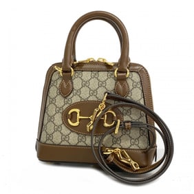 Gucci Handbag GG Supreme Horsebit 640716 Leather Brown Women's
