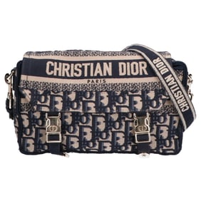 Christian Dior M1241ORIW_M928 Diorcamp Oblique Embroidery Small Shoulder Bag Navy Women's
