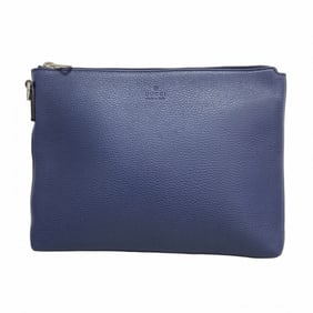 Gucci Clutch Bag 387075 Leather Navy Men's