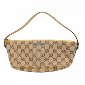 Gucci GG Canvas Handbag 07198 Brown Yellow Women's