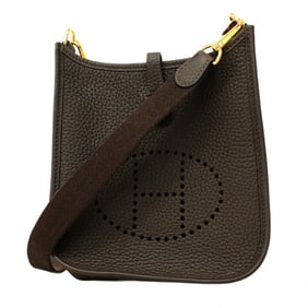 Hermes Hermès Evelyn TPM Shoulder Bag in Taurillon Clemence Ebene with Double Stamp for Women