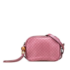 Gucci Micro Guccissima Bamboo Shoulder Bag 309538 Pink Leather Women's GUCCI
