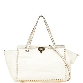 Valentino Rockstud handbag/shoulder bag, 2-way, white leather, women's.