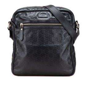 Gucci Guccissima Crossbody Shoulder Bag 201448 Black Leather Women's GUCCI