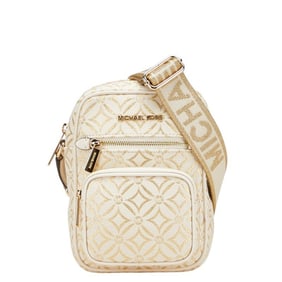 Michael Kors Jacquard Shoulder Bag/Crossbody Bag in Beige and Gold Canvas for Women