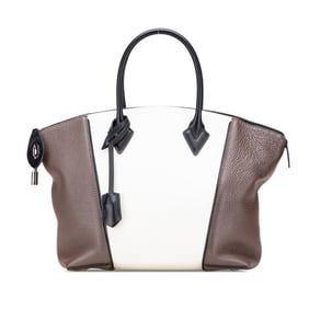 Louis Vuitton Parceana Lockit PM Two-Tone Handbag M51066 in Off-White and Dark Brown Taurillon