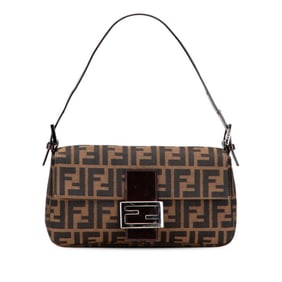 Fendi Zucca Mamma Bucket Handbag, One-Shoulder Bag, Brown Canvas and Leather, Women's, FENDI