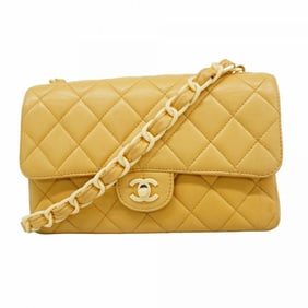 Chanel Matelasse Chain Shoulder Bag, Lambskin, Beige, Women's