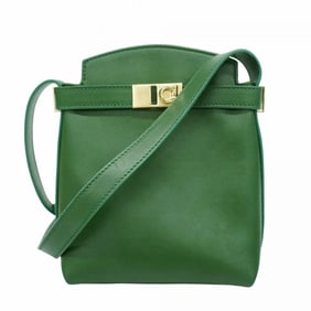 Salvatore Ferragamo Gancini Leather Shoulder Bag in Green Champagne for Women