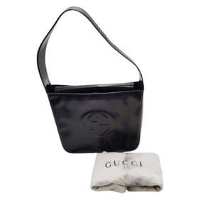 Gucci One-Shoulder Interlocking G Enamel Handbag in Black
