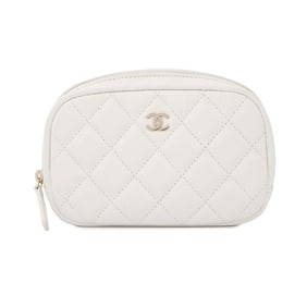 Chanel Coco Mark Matelasse Pouch A80909 CHANEL White