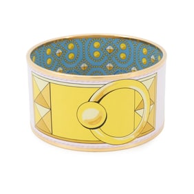 Hermes TGM enamel bangle with Collier de Chien print. HERMES cloisonné enamel.