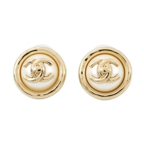 CHANEL Coco Mark Faux Pearl Metal Earrings B24A ABD690