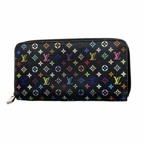 Louis Vuitton Monogram Multicolore Zippy Wallet M60243 Noir Grenard Women's Long