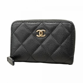 Chanel Wallet/Coin Case Matelasse Caviar Leather Black Women's