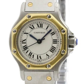 CARTIER Santos Octagon 18K Gold Steel Automatic Ladies Watch Polished