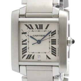 CARTIER Tank Francaise LM Steel Automatic Mens Watch W51002Q3 Polished