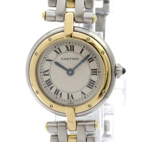 CARTIER Panthere Round 1 Row 18K Gold Steel Ladies Watch 1057920 Polished